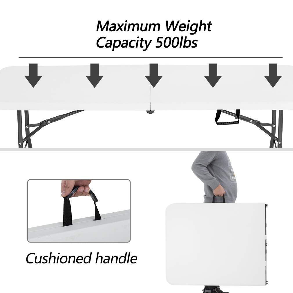 BestOffice | 6FT Folding Table | White | Portable Plastic Table