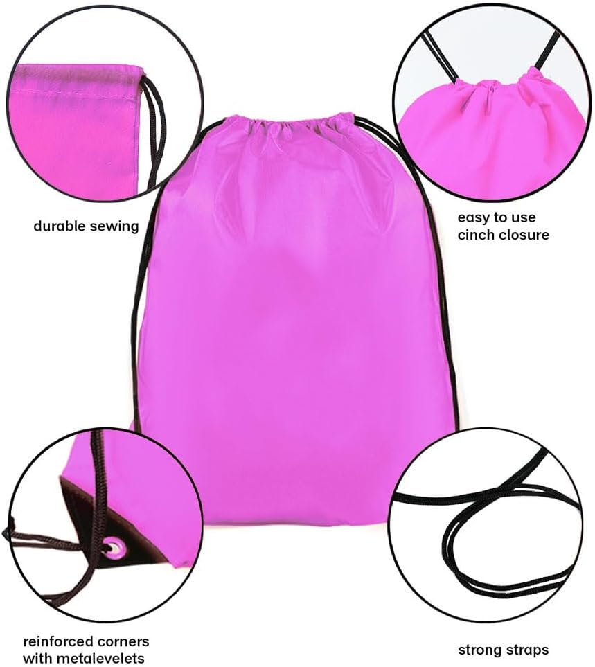 Drawstring Backpack Bulk 50 Packs Draw String Bags for Gym Sports Trip Pedestrianism ride Cinch Sack DIY for Women Men (pink)