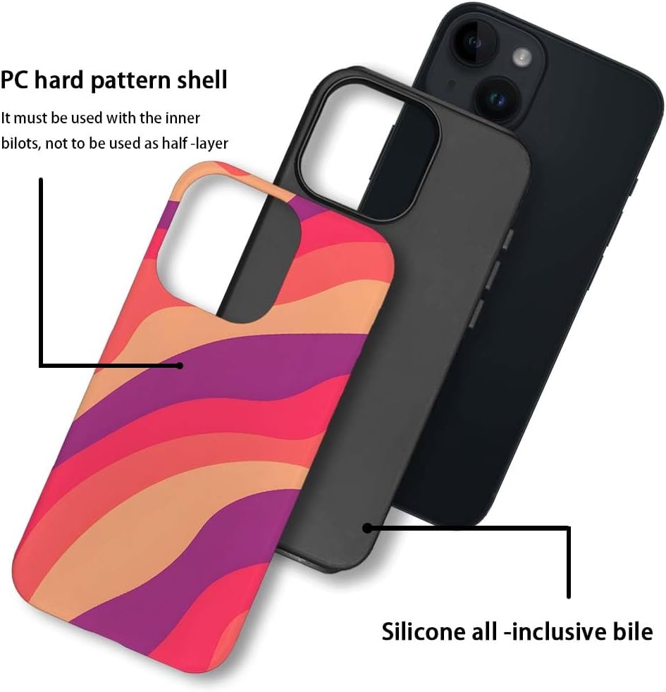 SEized Case Compatible with for iPhone 15 Plus,Pink Colorful Waves Abstract Swirls Phone Case for Girl Women Boy Men,Durable Protection Case for iPhone 15 Plus