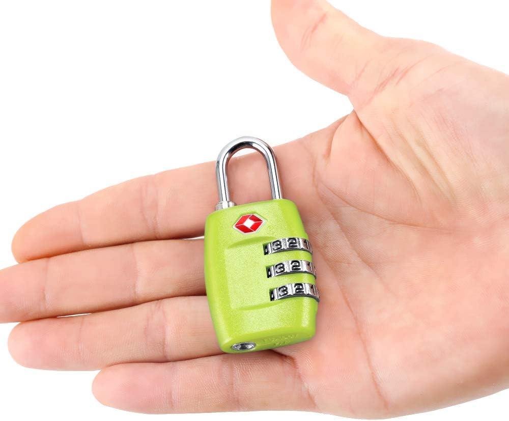 TSA Luggage Locks (4Pack) - 3 Digit Combination Padlocks - Approved Travel Lock for Suitcases & Baggage (Green1)