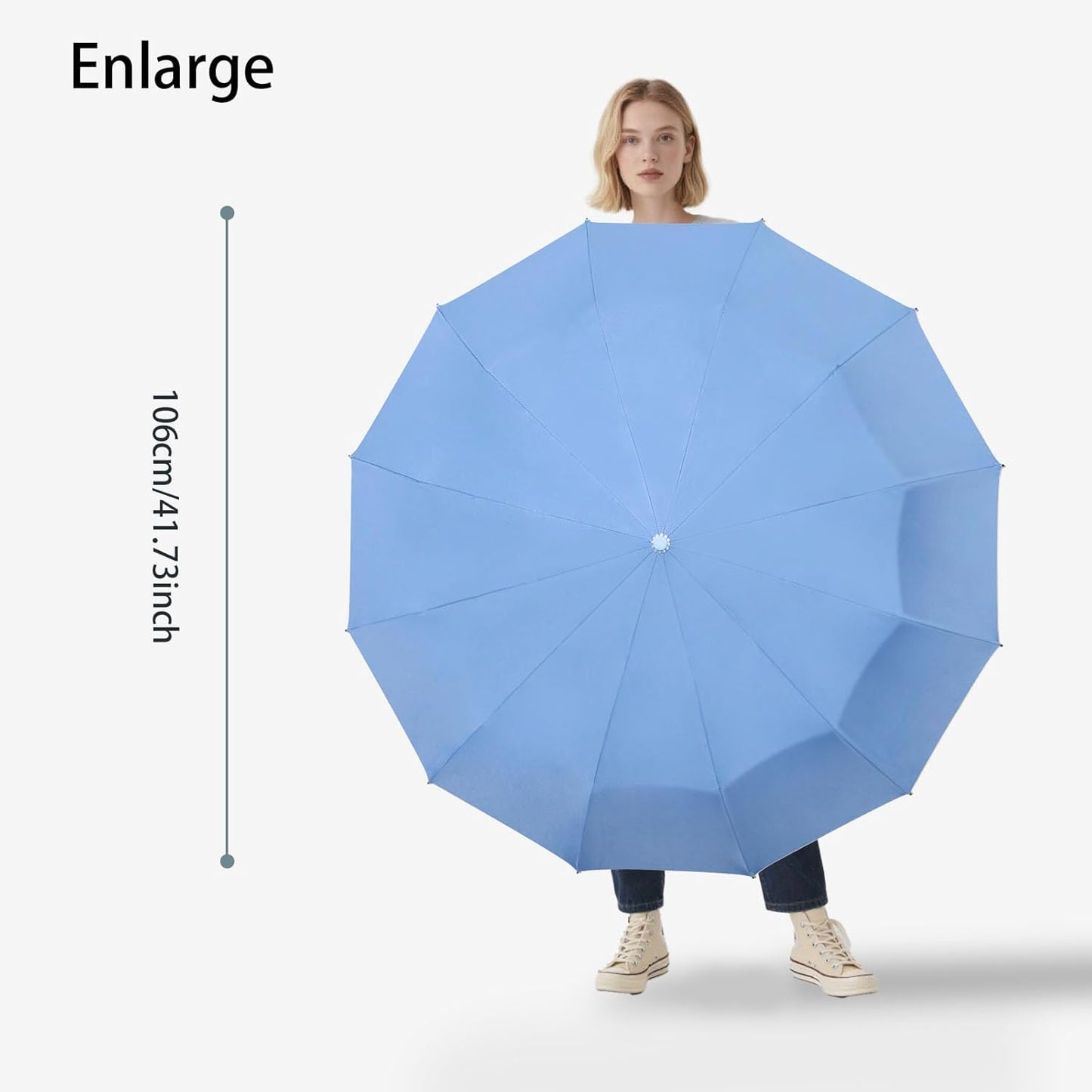 Large Automatic Umbrella - Windproof Travel Compact Folding Umbrella with Automatic Open & Close for Men and Women -creamy-black