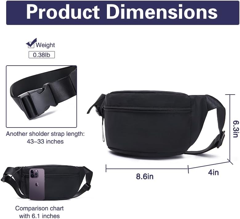 Women Sling Bags Girl Fanny Pack Crossbody Handbag Men Shoulder Bag Unisex Classic Nylon Waist Packs Purse Hiking Chest Bag, Easy Carry Any Phone,Wallet