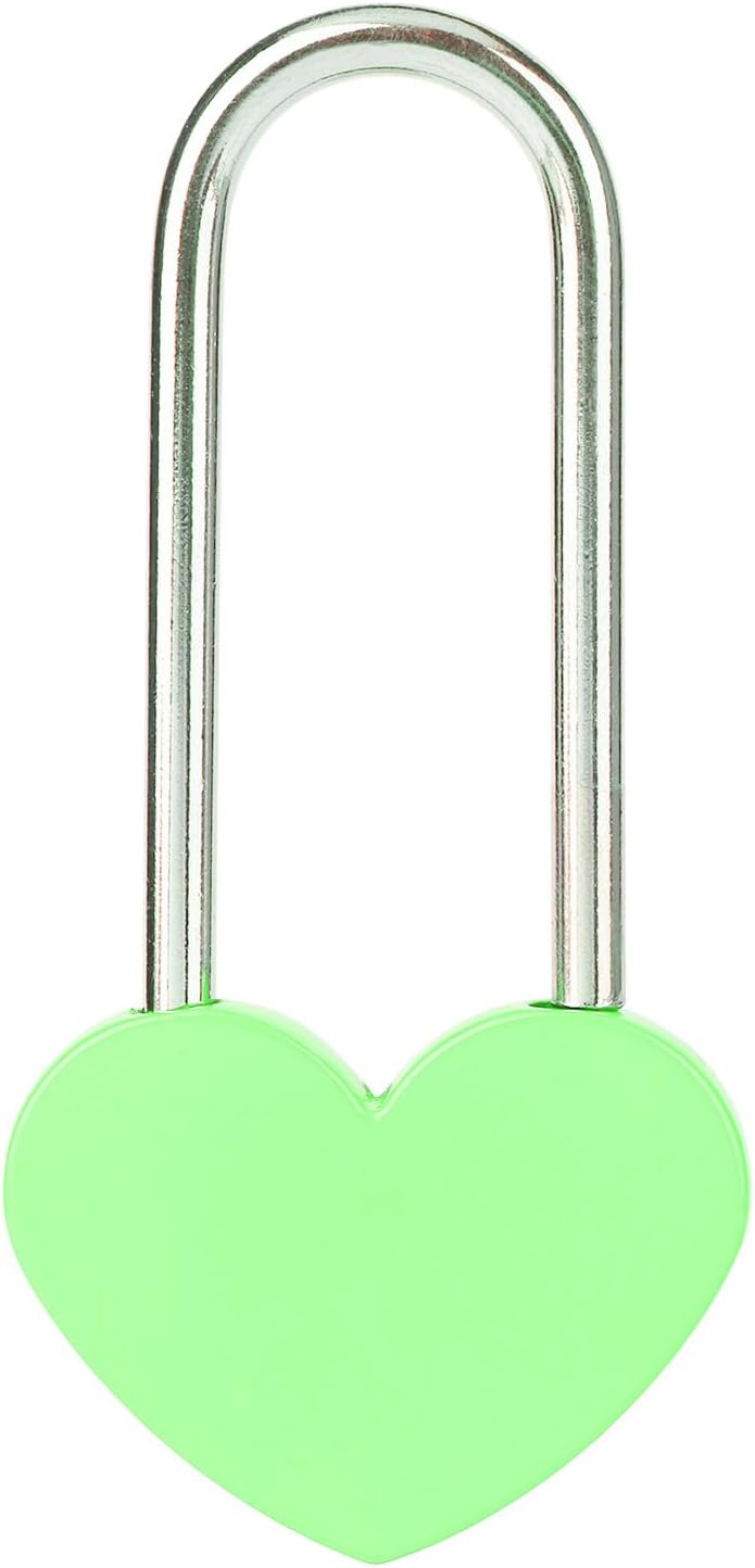 3.5" 50mm Love Lock Heart Padlock,Green Single Heart Wish Lock for Lovers Wedding,Valentines,Anniversary,Travel, Valentines Day, Bridge(NO Key)