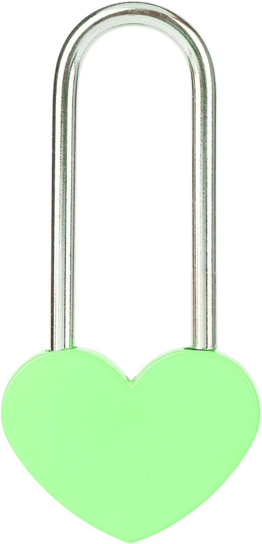 3.5" 50mm Love Lock Heart Padlock,Green Single Heart Wish Lock for Lovers Wedding,Valentines,Anniversary,Travel, Valentines Day, Bridge(NO Key)
