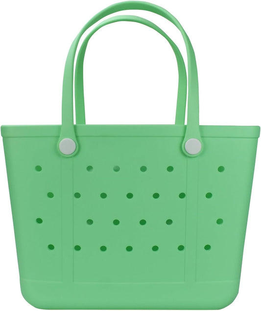 Rubber Beach Bag, Washable Moisture Resistant Durable Open Hole Tote Bag Beach Vacation Essentials