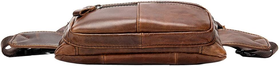 Hebetag Leather Waist Bag Fanny Pack for Men Women Travel Outdoor Sports Hiking Running Hip Bum Belt Slim Cell Phone Purse Wallet Thigh Pouch (Brown)