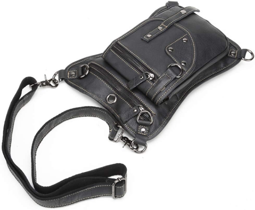 Leather Waist Pack Drop Leg Bag for Men Women Belt Bumbag Multi-Purpose Motorcycle Bike Outdoor Sports Tactical Cycling Riding Hiking Camping Pouch