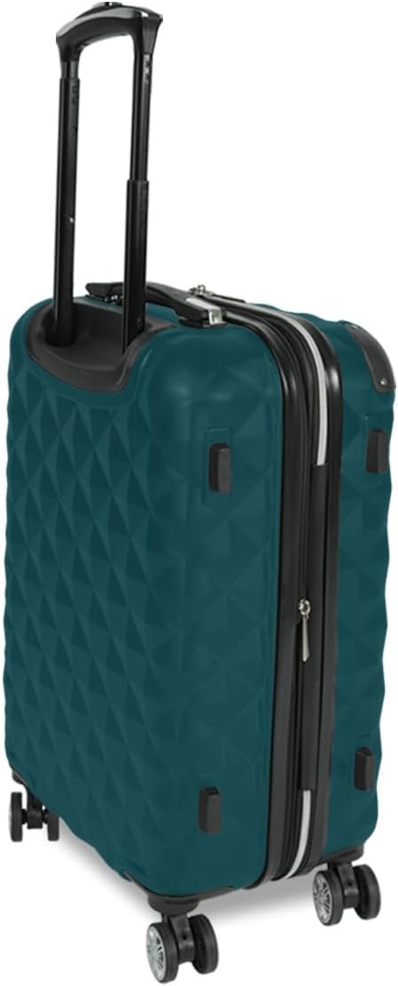 Kenneth Cole REACTION Diamond Tower Collection Lightweight Hardside Expandable 8-Wheel Spinner Travel Luggage, Deep Teal, 20-Inch Checked