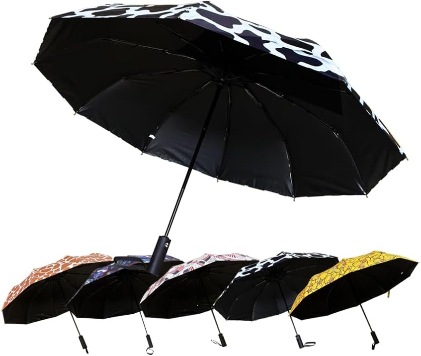 Windproof Travel Automatic Umbrella, 10 Ribs, Rainproof Foldable, Uv-Resistant, Portable