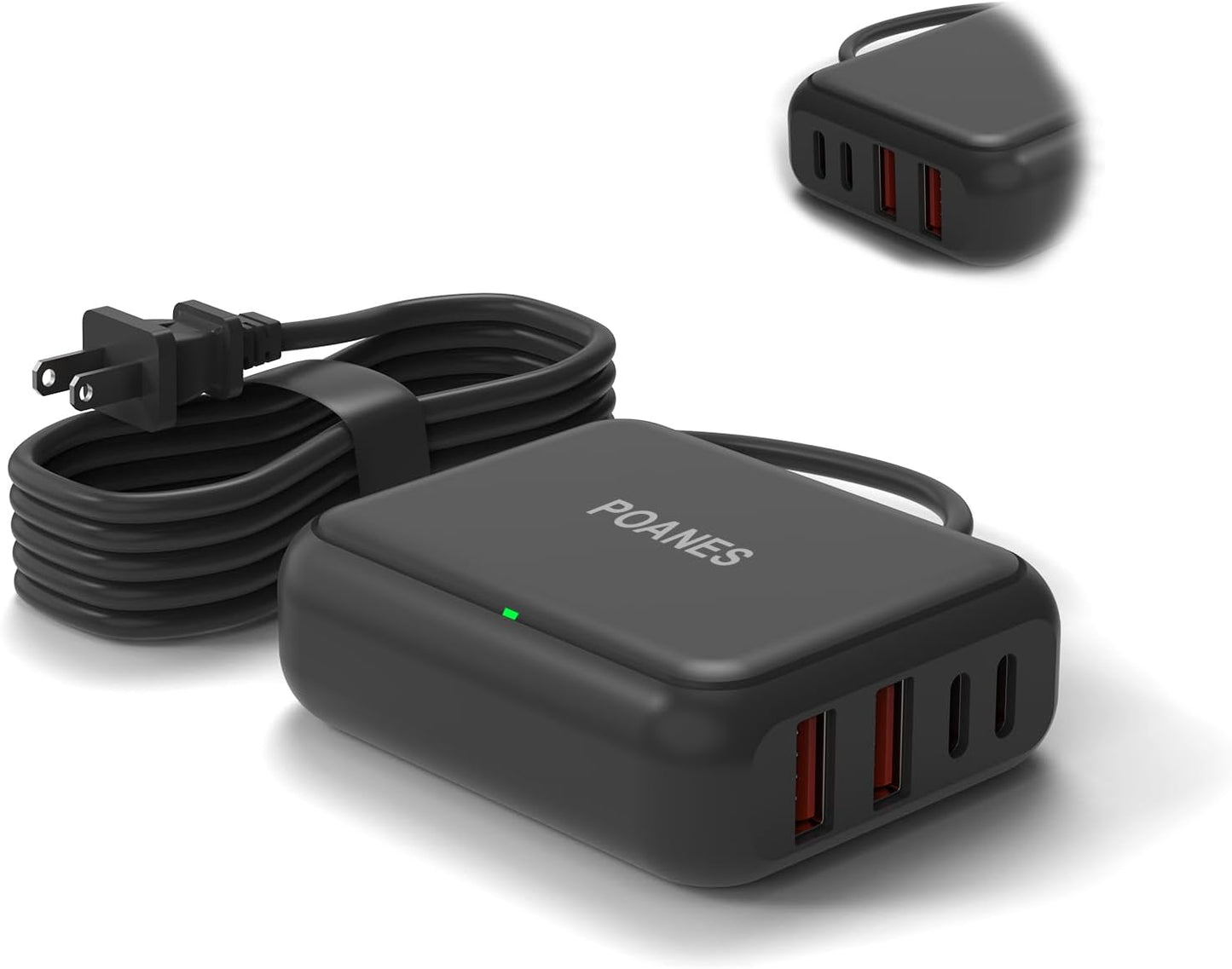 8-Port USB Charger, Multi-Port Travel USB C Charger, Mini Charging Station with USB C and USB A Ports, Charging Station Block for Traveling, Camping Compatible with Phone, Earbud (Black, 20W)