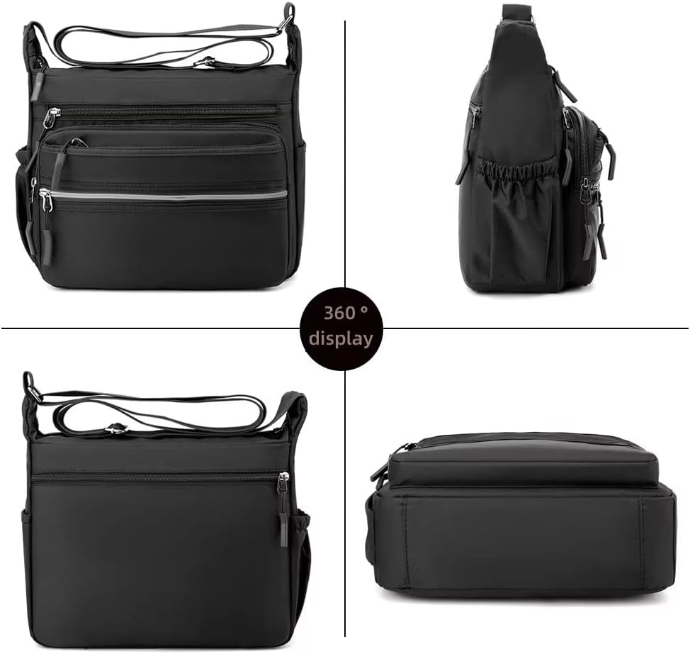 Mudono Messenger Bag for Men Nylon Waterproof Shoulder Bag Multi-pocket Crossbody Bag Daily Travel Bag Lightweight Satchel