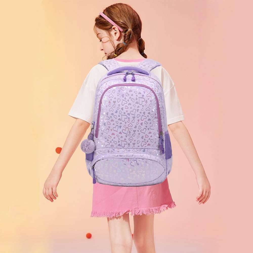 School Backpack for Girls Large Fluffy Bookbag for Kids Teens School Bags for Girl Primary Middle School Casual Daypack