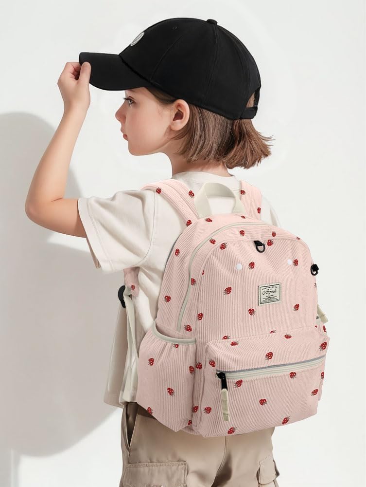 Corduroy Kids Backpack for Boys 6-10: Boys Girls Backpacks for Elementary Kindergarten 15” H Fit