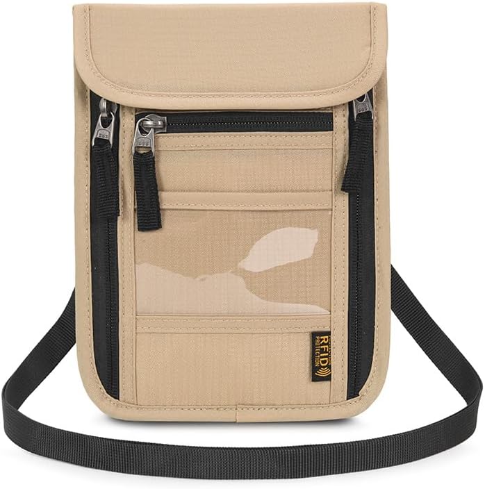 Passport Holder for Travel, Neck Pouch Travel Wallet With RFID Blocking, Waterproof Lightweight