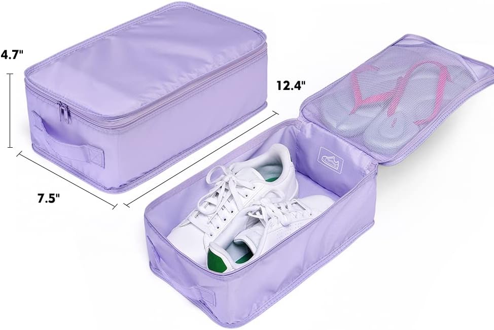 Travel Shoe Bags, Foldable Waterproof Shoe Pouches Organizer-Double Layer (6 Purple Shoe Bags)