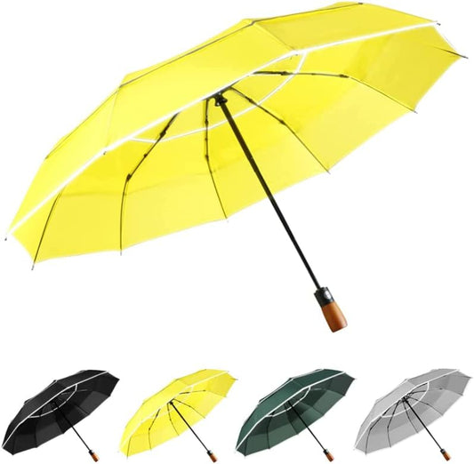 YumSur Compact Travel Umbrella - Windproof, Reinforced Canopy, Tested in 60mph Winds, Strong Reinforced Windproof Umbrella, One Touch Auto Open/Close for Men & Women