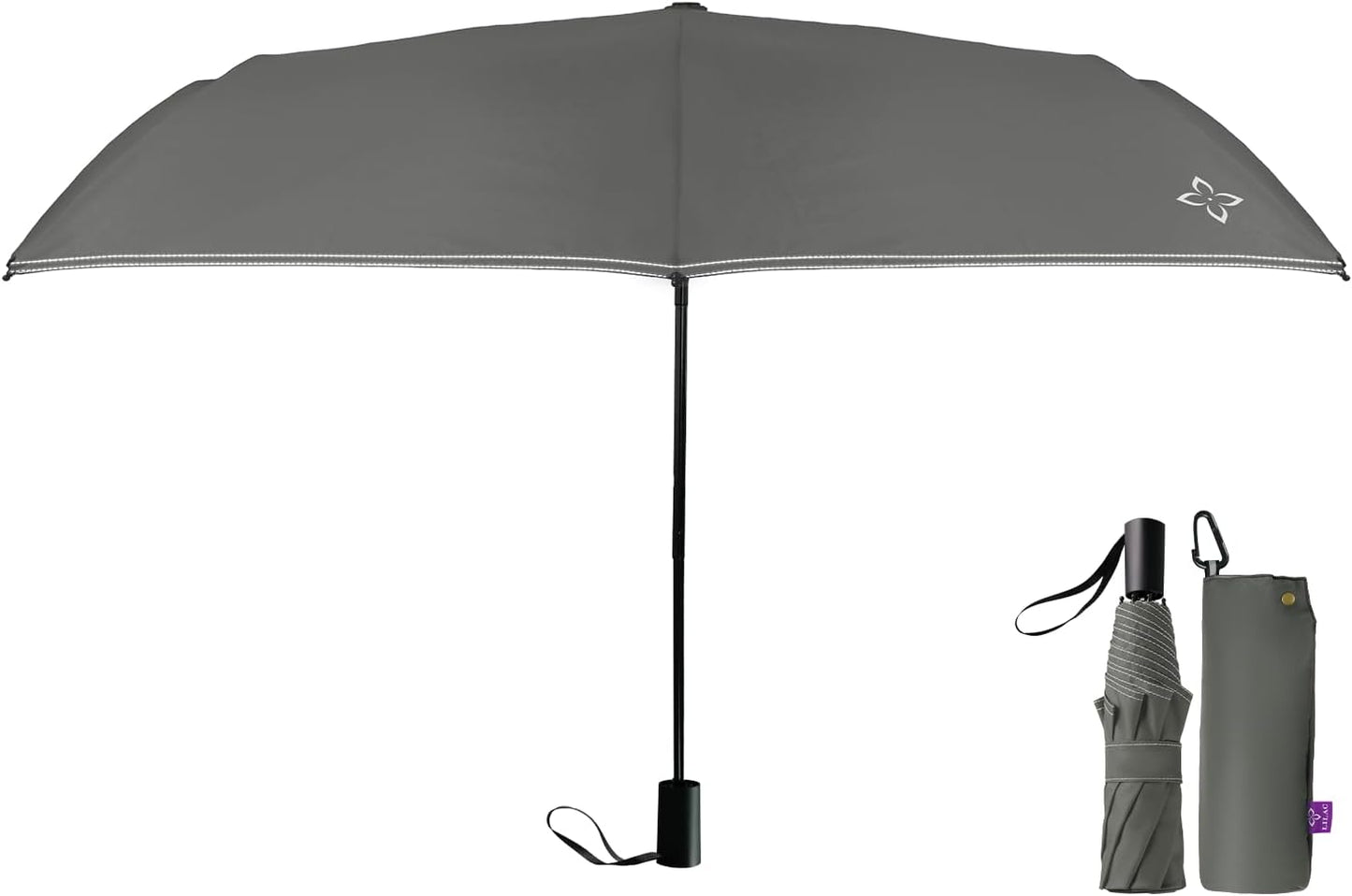 Windproof Travel Mini Umbrella - Manual Open Close with No Rebound for Seniors & Kids, Small Compact and Portable for Rain, Reflective Design for Night Safety Men & Women
