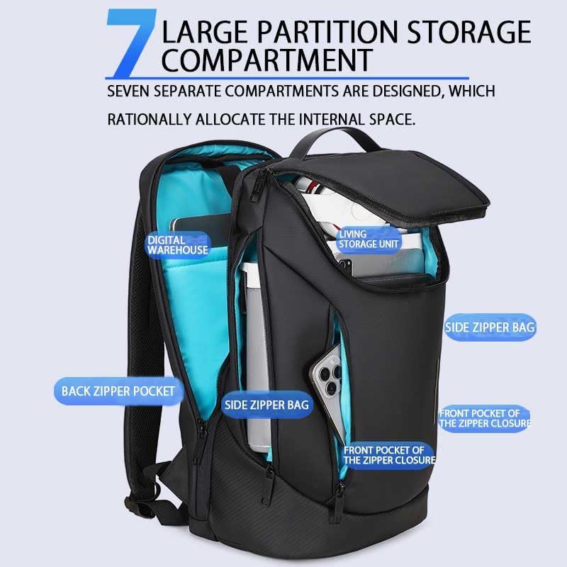 Shockproof Waterproof Laptop Backpack, 17-Inch Anti-Scratch Travel Backpack with Large Storage(Black/Gray/Green) (Black)
