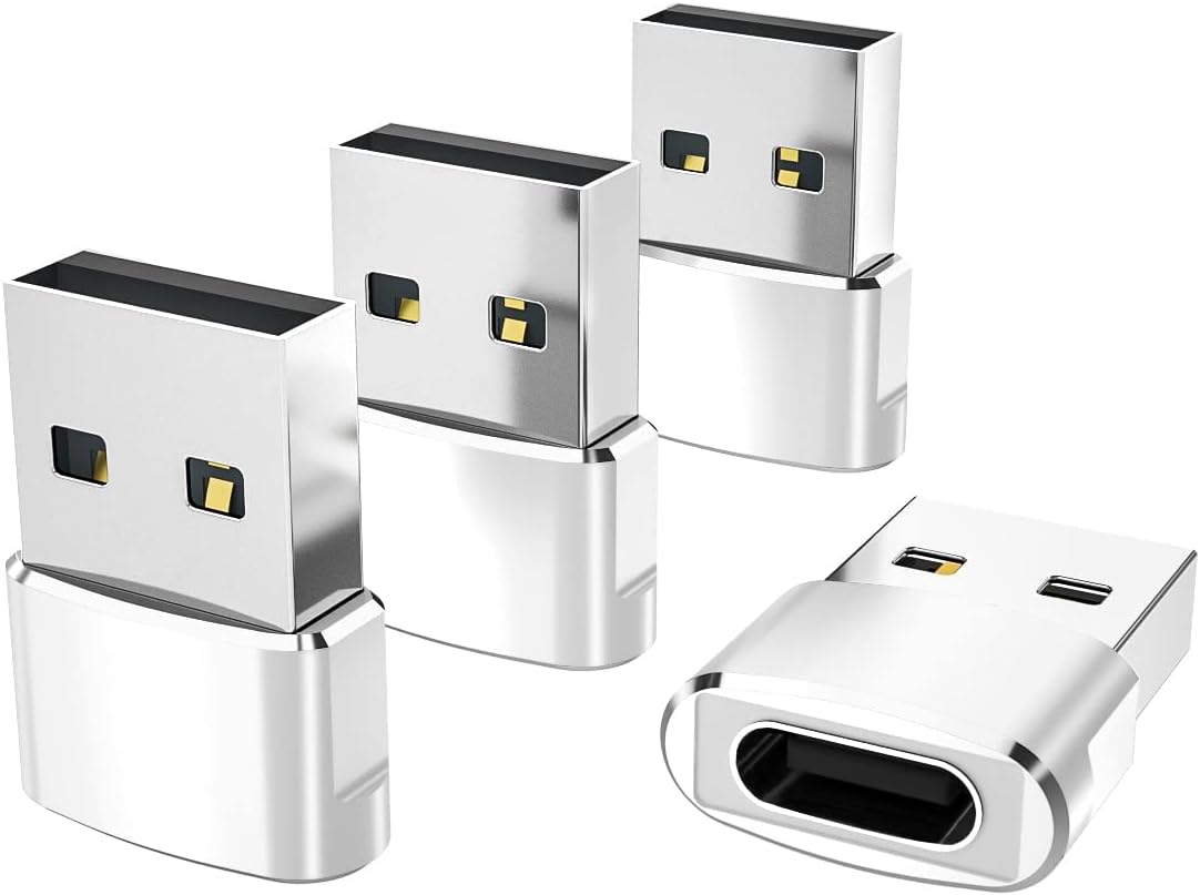 Elebase for iPhone 17 Air Pro Max Adapter,USB to USB C Adaptor 4 Pack,Type C Female to USB A Male Charger Connector for Apple 16 15 14 13,iWatch 11 10,iPad 8 8th 9 9th 10th Air 4th 5 Mini 6 Generation