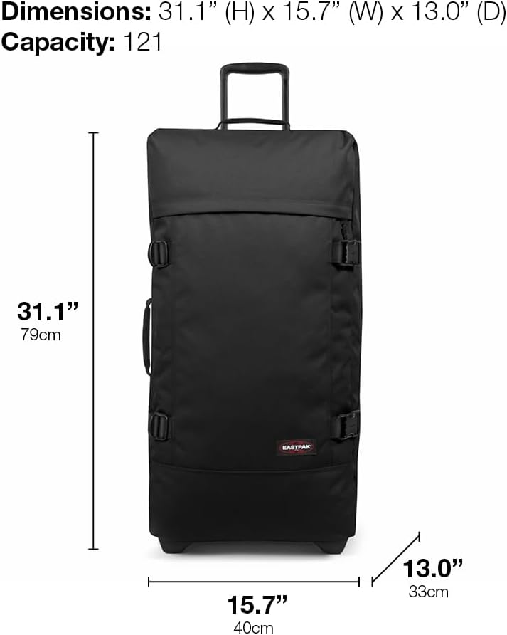EASTPAK Tranverz L – 121L Large Wheeled Luggage with Dual Compartments, TSA Lock, Compression Straps & Smooth-Wheeling System, Wine Burgundy