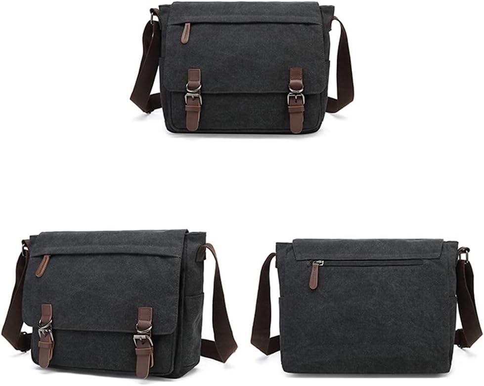 Sechunk Canvas Vintage Messenger Bag Shoulder bag Leather Large Travel Crossbody bags for men women 15inch Laptop