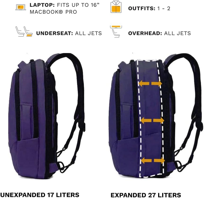 Knack Small Series 2 Laptop Backpack Fits up to 16 Inch Laptops - Knack Bags Carry-On Backpack, TSA Approved, Expandable Travel Backpacks With 2 Day Outfit Capacity, Berry Blue