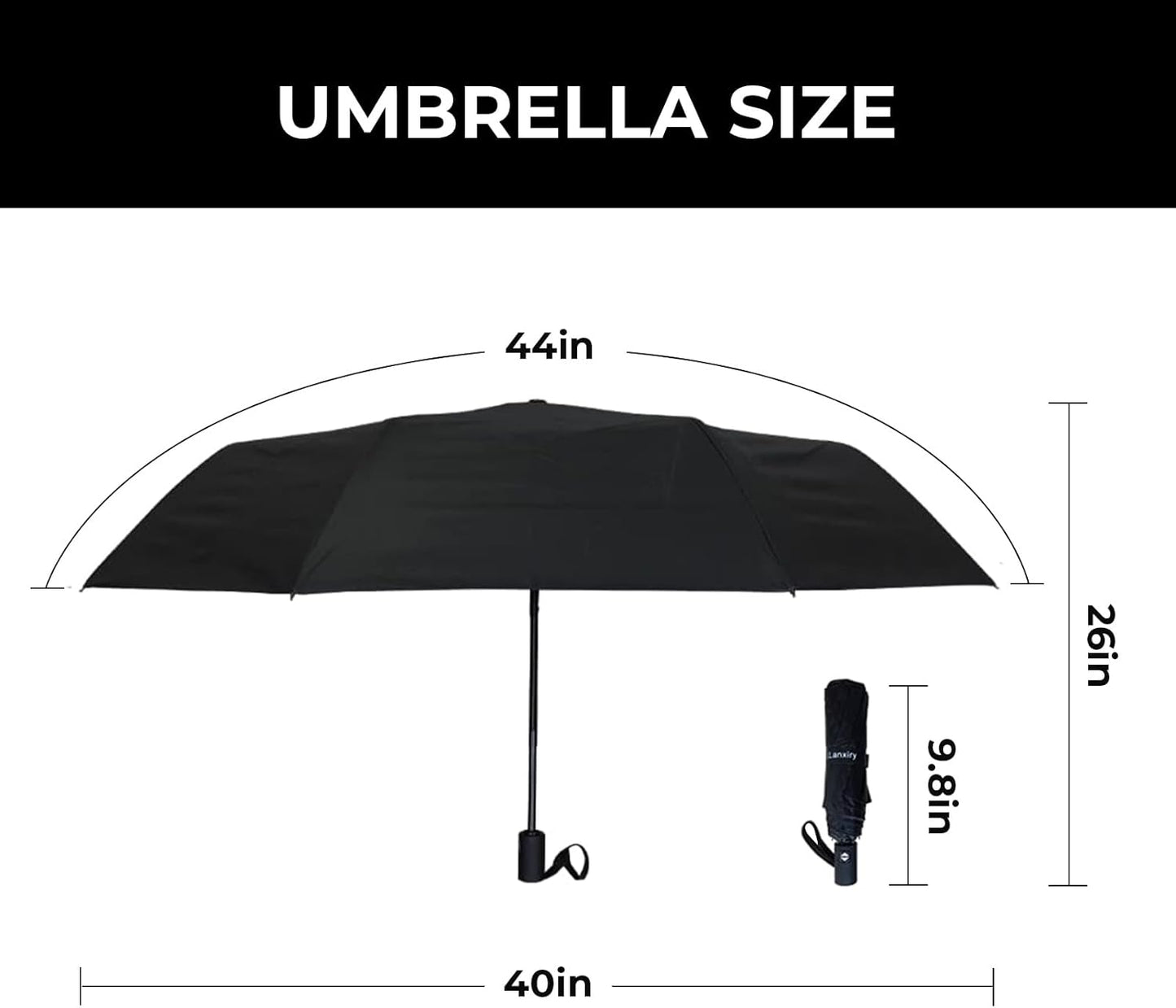 LLanxiry Compact Travel Umbrella, Mini Windproof Umbrellas for Rain & Sun, Small Lightweight Outdoor UV Umbrella, Portable Folding Umbrellas for Travel