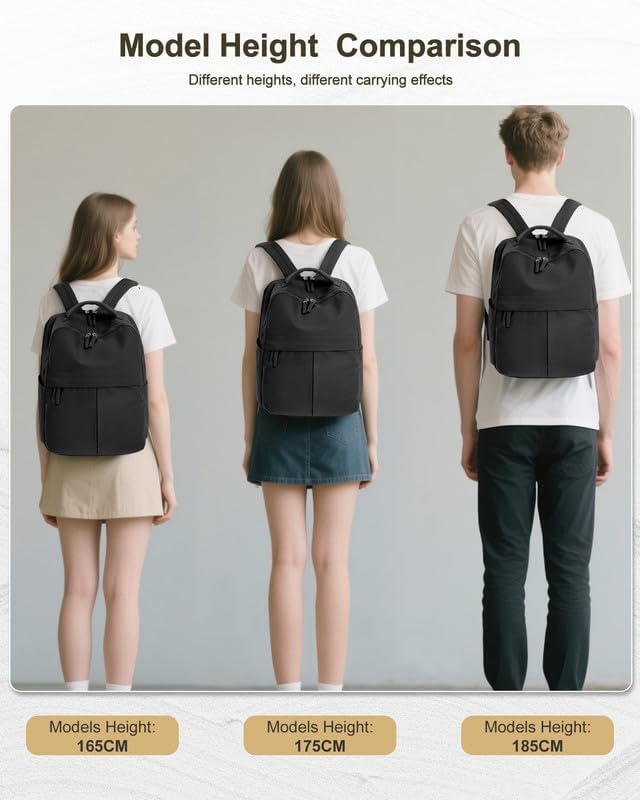 Black Laptop Backpack for Women Large Travel Backpack for Men Gym Work Teacher Backpack with Laptop Compartment Casual Daypack Backpacks