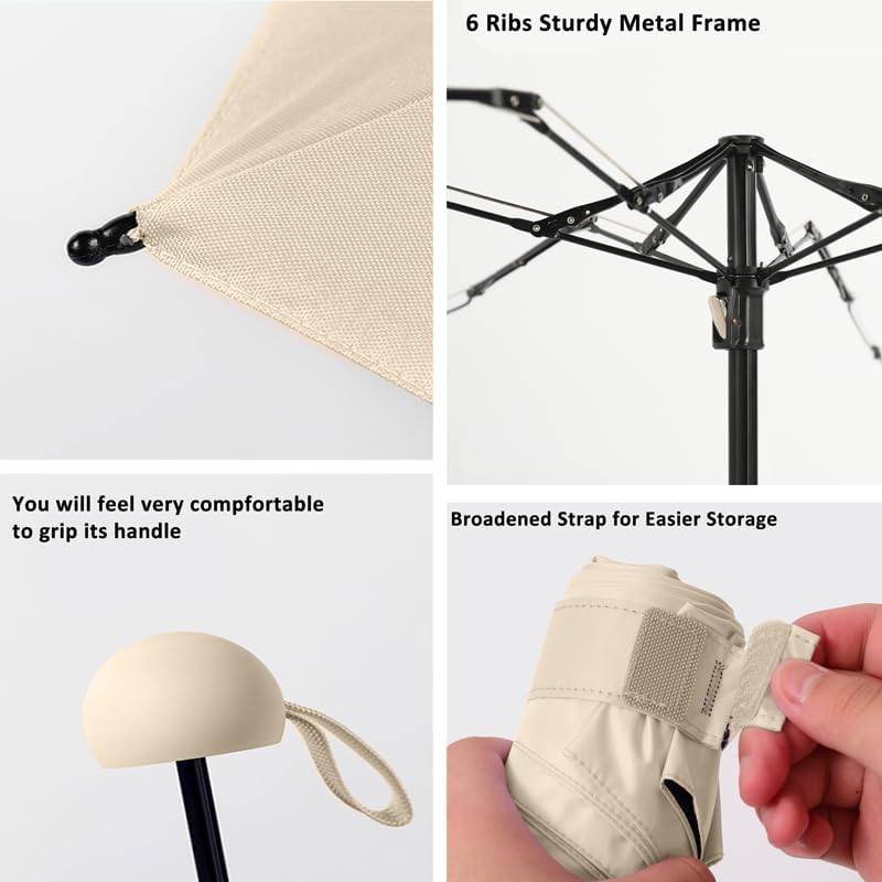 BAODINI Travel Essentials Mini Umbrella for Purse With Case Small Compact UV Sun Protection Lightweight Tiny Pocket Manual Open Close Umbrella for Women Kids and Men Fit Purse Backpack