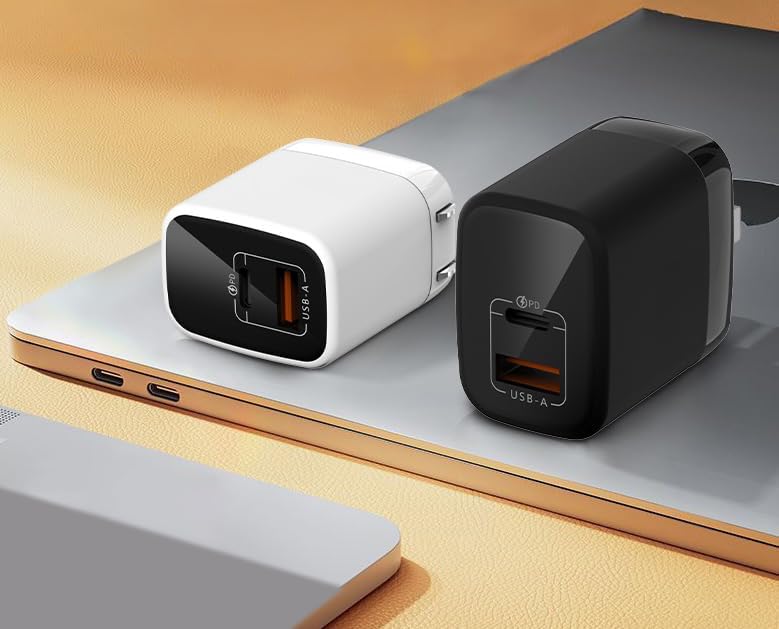 Fast 35W Dual USB-C Plus USB-A Charger - GaN Power Delivery - Fast Compact Power Adapter for Laptops, Smart Phones, Tablets and Thousands of Other Devices (Black, 35W)
