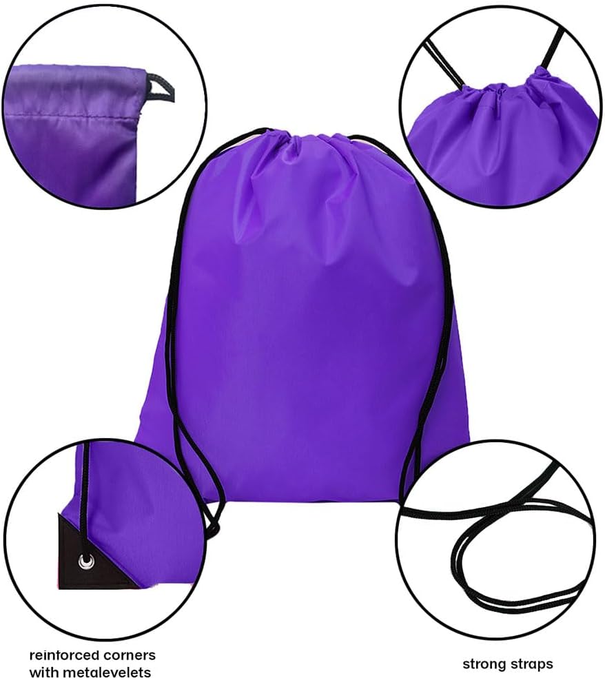 Drawstring Backpack Bulk 30 Packs Draw String Backpack Bags DIY Gym Sports Traveling Trip ride Pedestrianism Yoga Cinch Bag Sackpack Drawstring (purple)