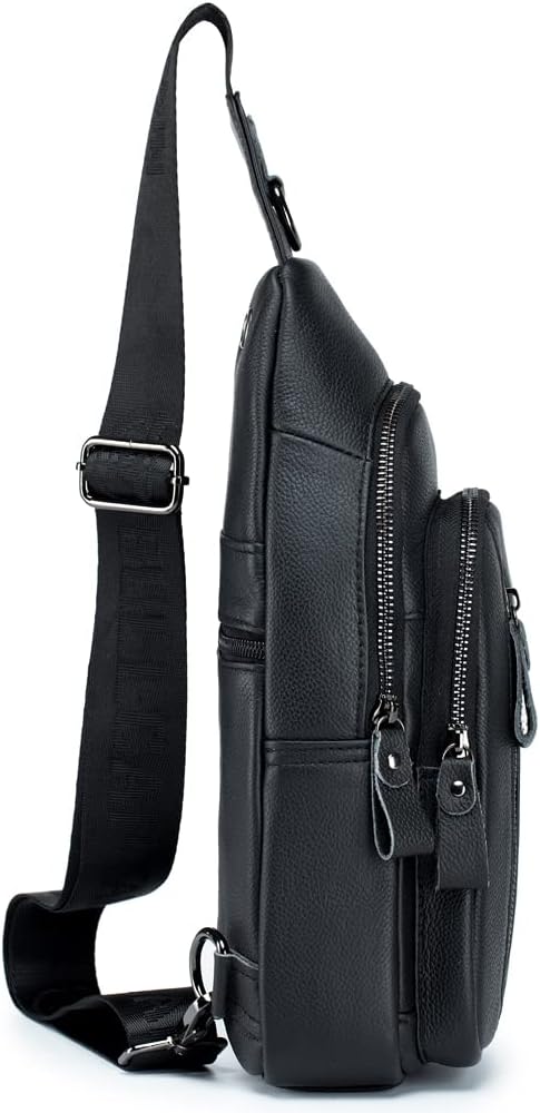 KPYWZER Vintage Leather Sling Bag Backpack for Men Crossbody Shoulder Chest Day Pack Backpacks
