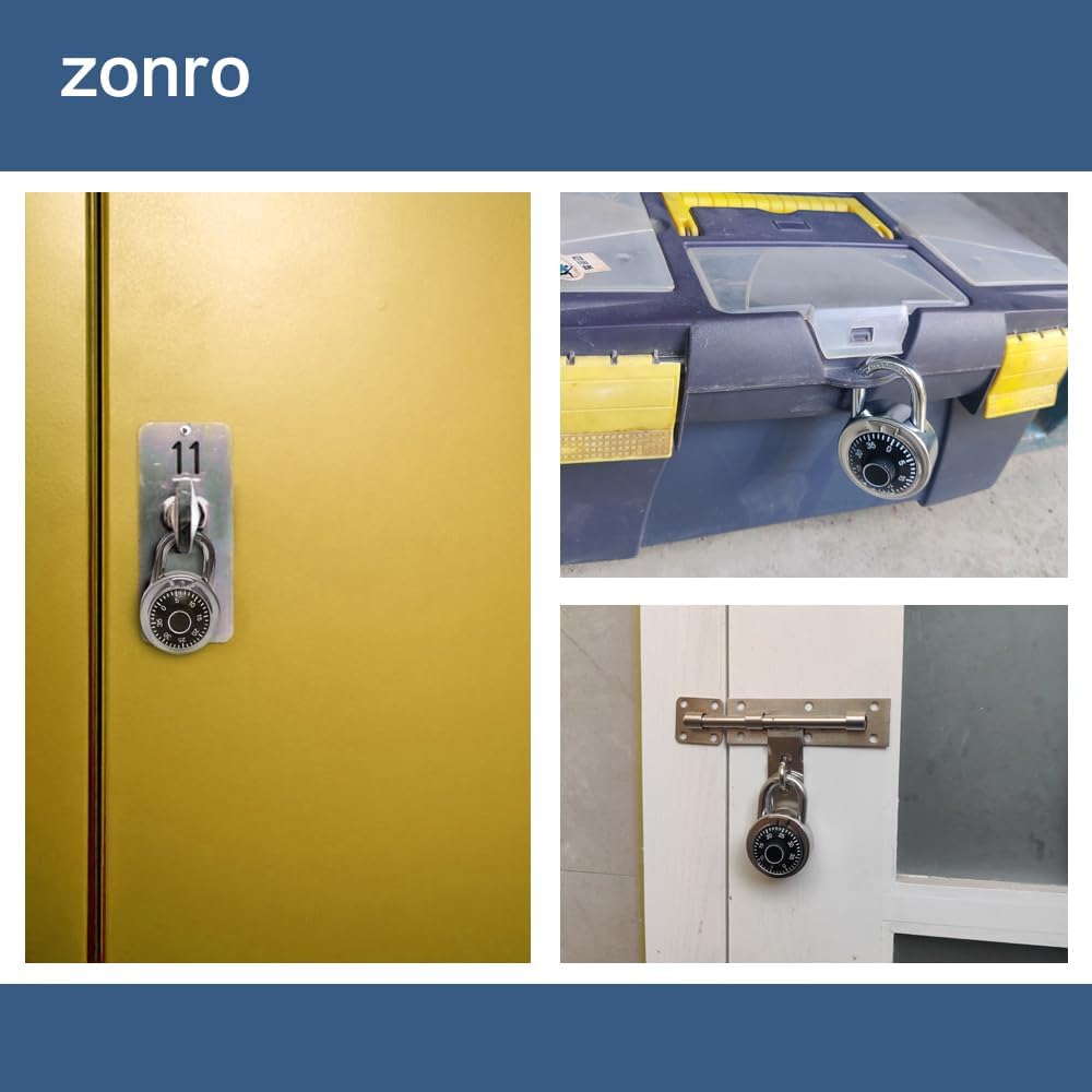 ZonRo Locks Combination Padlock, Fixed Dial Combination Padlock 12 Pack,3 Digit Code Standard Dial Combination, 2 in Wide. 3 in Height, Black Turntable, Lock for Gym & Locker, School, Toolbox
