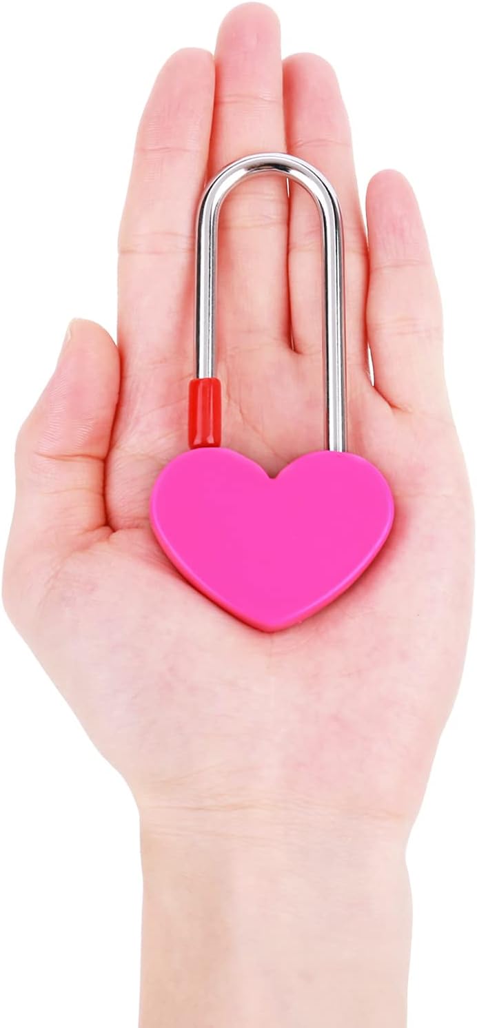 Love Lock Heart Padlock, Rose Red Single Heart Wish Lock for Lovers Wedding, Valentines