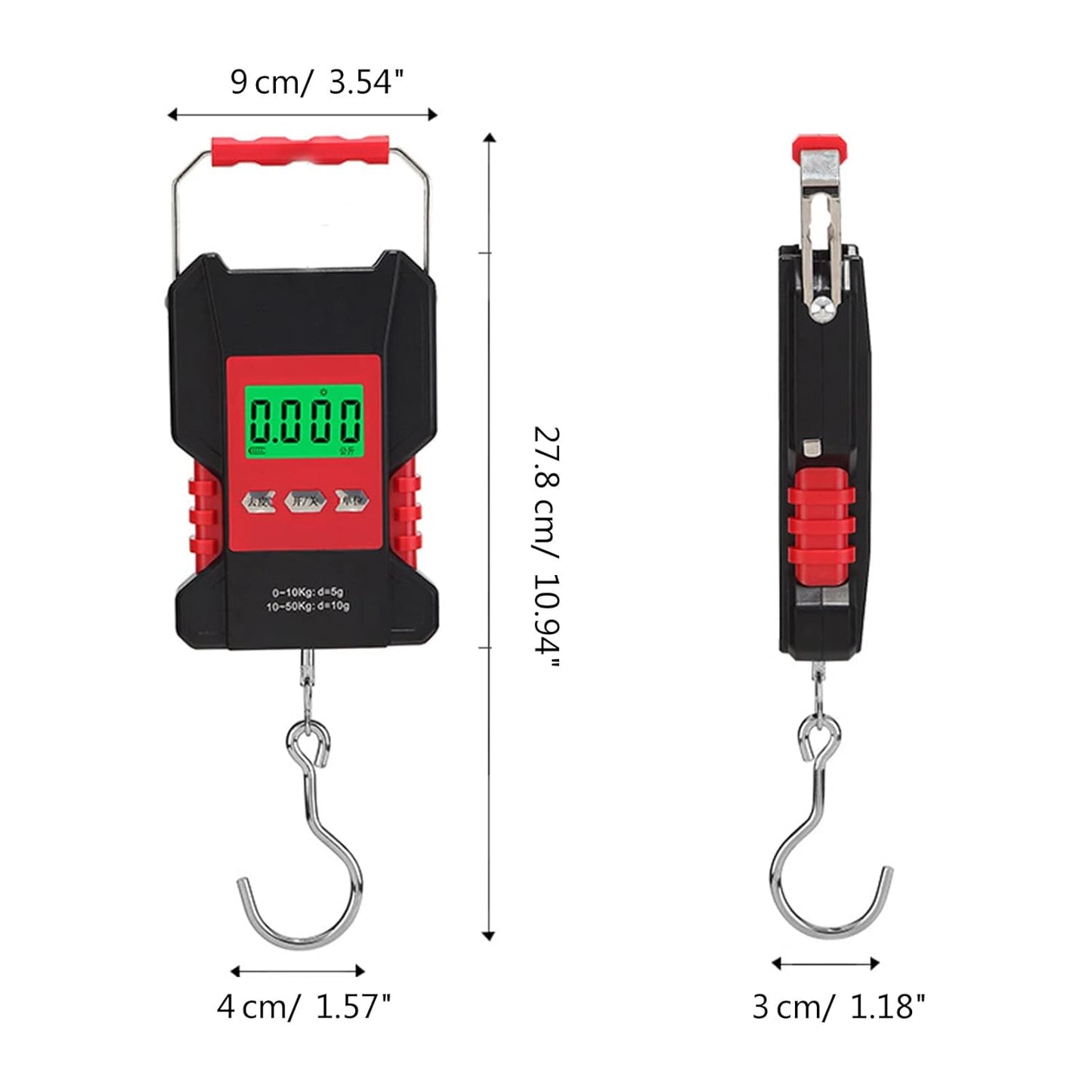 Digital Hanging Luggage Scale With Comfortable Handle And Large Hook 110lb/50kg Backlit Portable Scale For Travel Digital Fishing Scale Waterproof