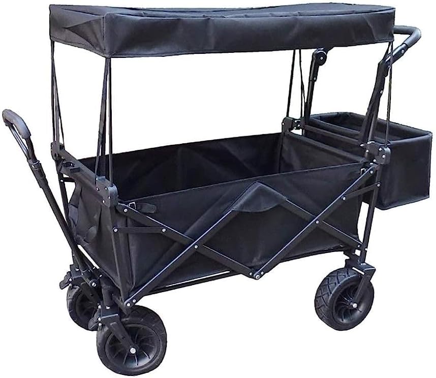 Heavy Duty Folding Trolley with Canopy – Portable Outdoor Shopping Wagon for Camping, Travel, &