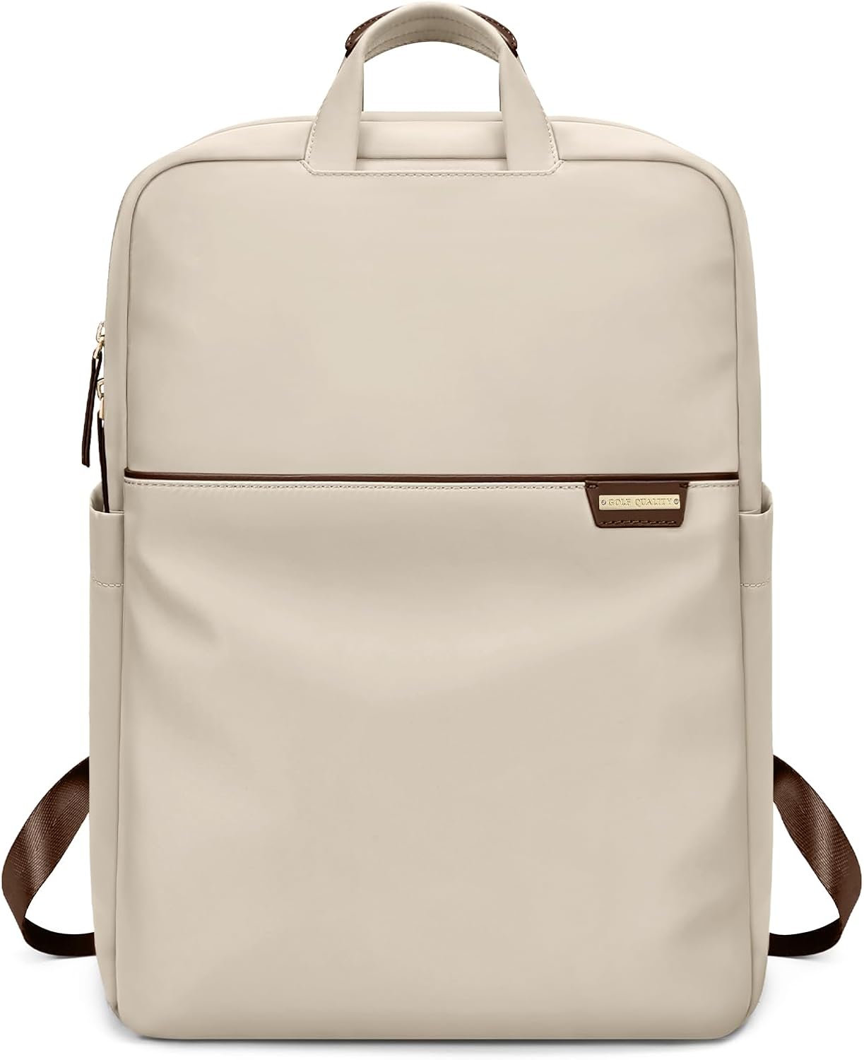 Slim Laptop Backpack for Women, Lightweight Business Backpack for Women Computer Bag Purse for Commuting, Fit 14Inch, Apricot