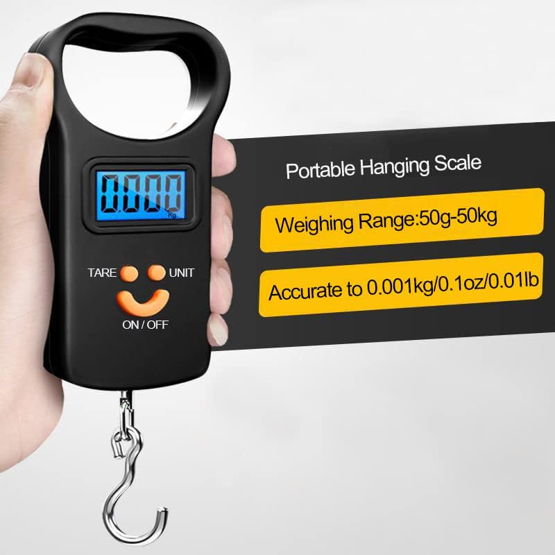 SKEAP Digital Fish Scale Luggage Scale, 110lb/50kg - Backlit LCD Display, Fishing Scale with 2 AAA Batteries Included, Fishing Gifts for Men