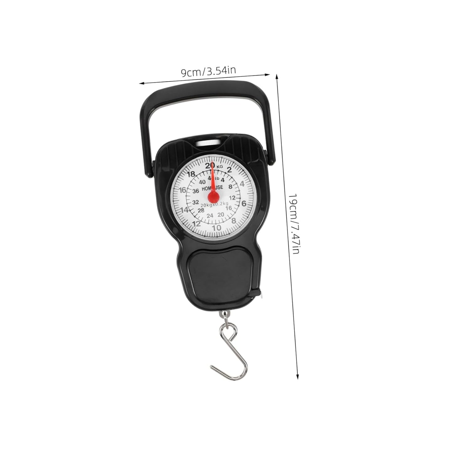 20kg Portable Mini Hanging Scale Capacity Mechanical Luggage Scale Measuring Tape for Travel Home and Outdoor Use