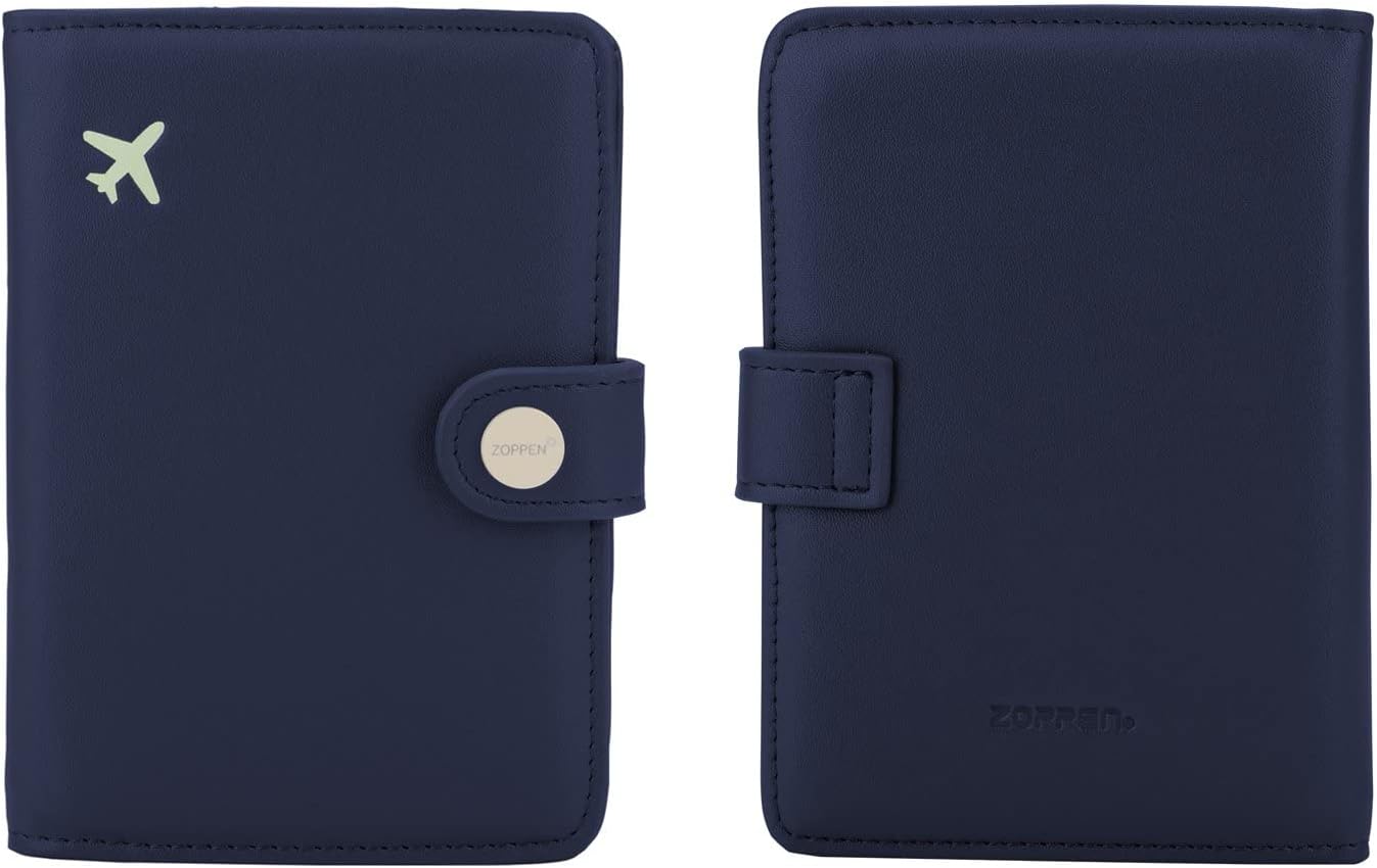 ZOPPEN Passport Holder Women Men, Passport Cover Travel Wallet Rfid Blocking Passport Wallet Cover Case Travel Essentials Document Organizer, Navy Blue
