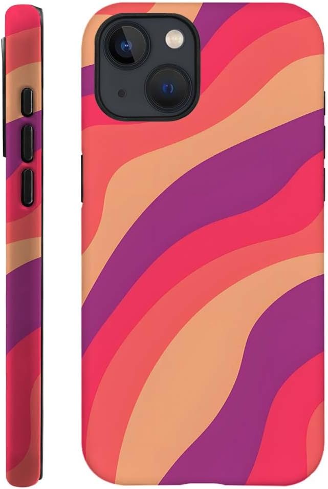 SEized Case Compatible with for iPhone 15 Plus,Pink Colorful Waves Abstract Swirls Phone Case for Girl Women Boy Men,Durable Protection Case for iPhone 15 Plus