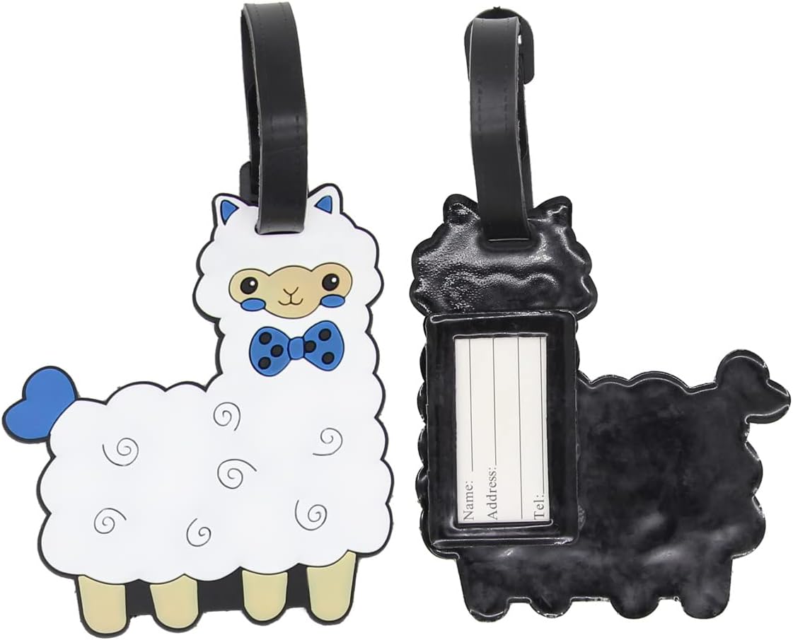 Alpaca Luggage Tags for Suitcases 2-Pack Cute Silicone Luggage Tag with Name ID Card Funny Suitcase Label