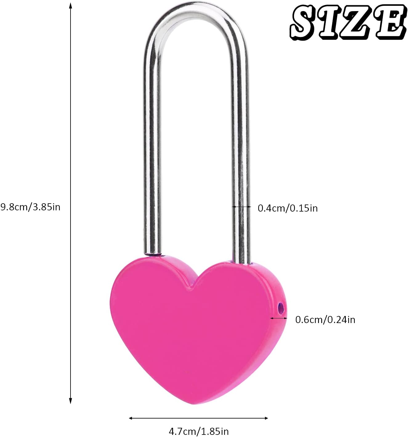 Love Lock Heart Padlock, Rose Red Single Heart Wish Lock for Lovers Wedding, Valentines