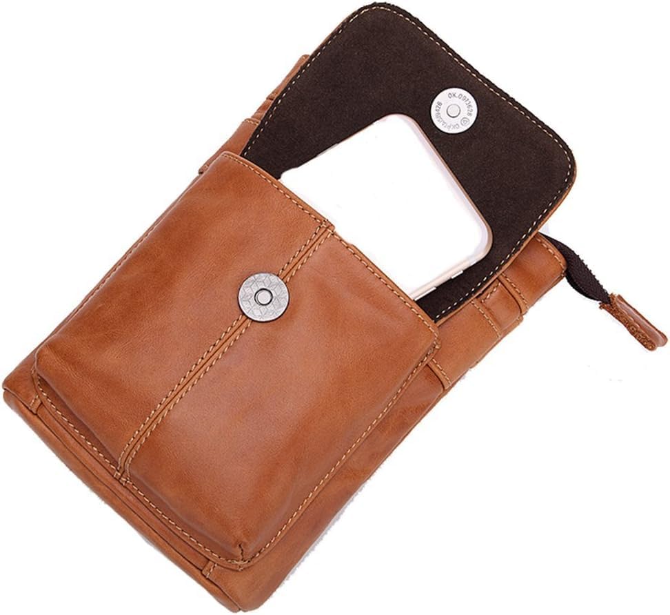 Genuine Leather Fanny Pack for Men Small Messenger Shoulder Waist Bag Satchel Crossbody Pack (Coffee)