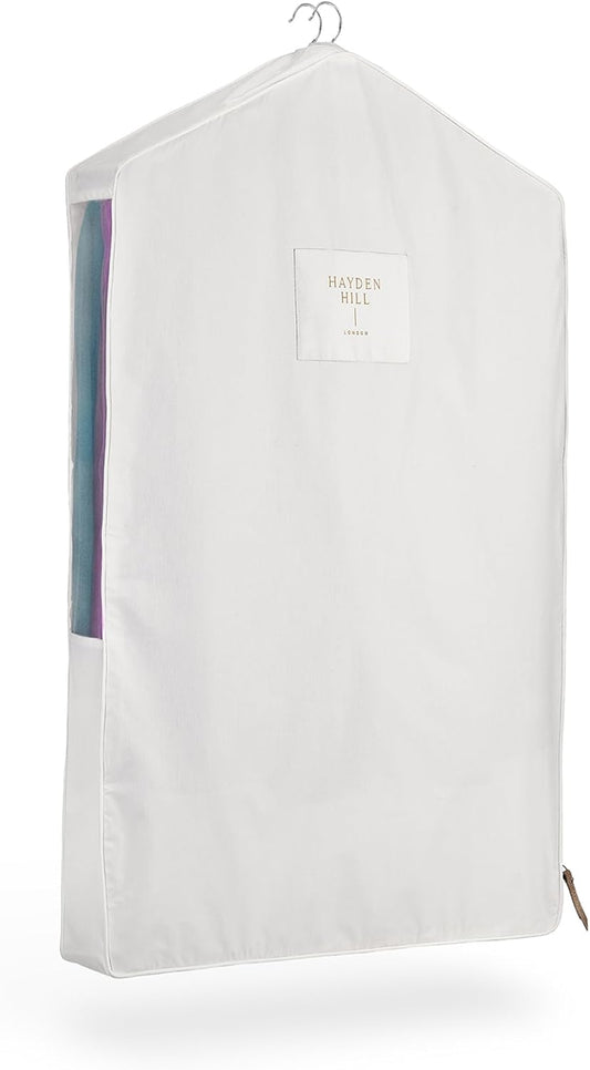 Hayden Hill Luxury Organic Cotton Garment Storage Bag - Short 40 Inch - Breathable Hanging Clothes Bag for Short Dresses, Jackets & Suit Bags for Closet Storage - Certified Carbon Neutral