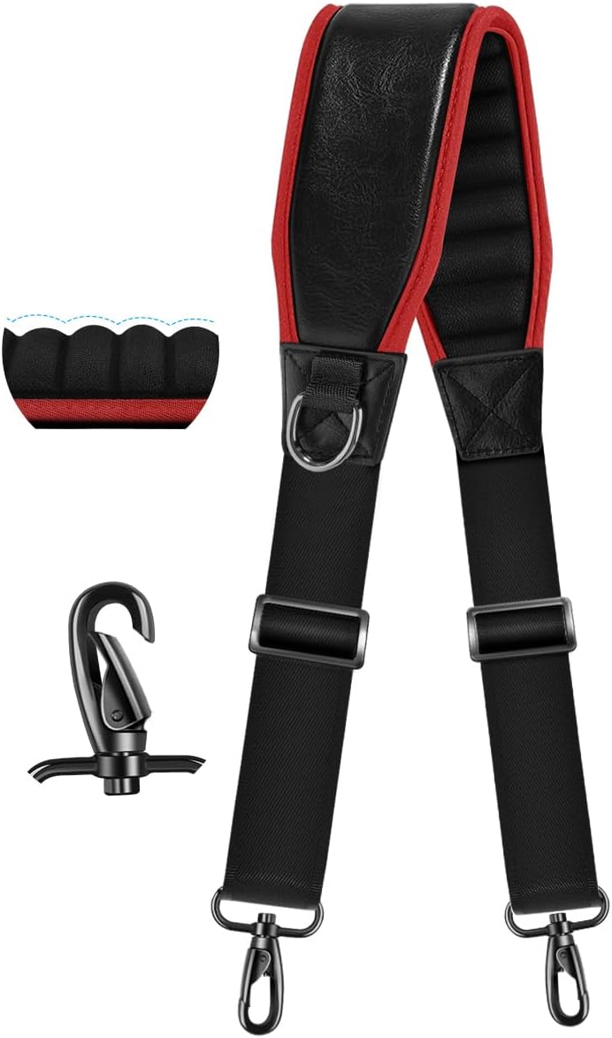 ZINZ Shoulder Strap 78" Belt with Neoprene Thick Padded, Universal Bag Strap with Double Adjustable Buckles and Metal Swivel Hooks,Ideal for Individuals 5'11" and Taller,Red edge