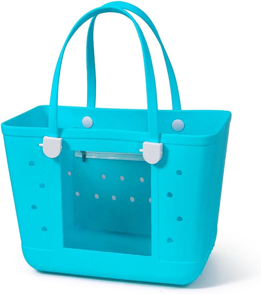 Rubber Beach Bags with Visual Window, Extra Large Waterproof Sandproof Rubber Tote Bag for Pool,Boat & Travel