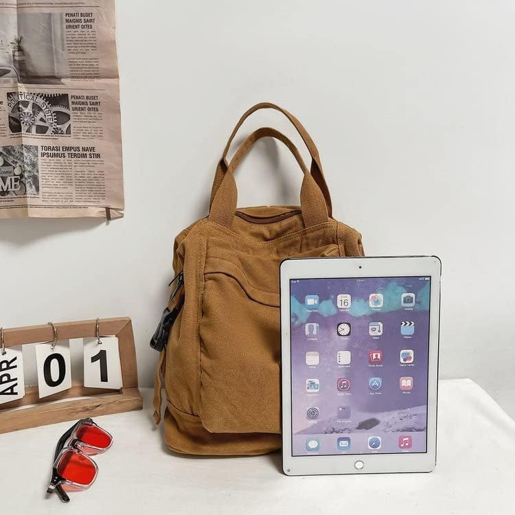 Small Boho Canvas Backpack for Women Vintage Style Outdoor Travel Bag Casual Daypack Grunge