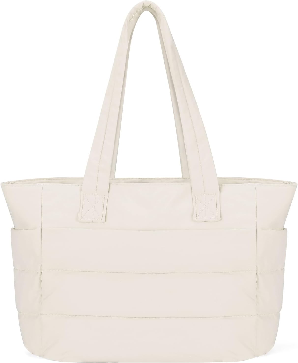 Puffer Tote Bag with Zipper for Women, Lightweight Quilted Handbag with Laptop Compartment for Work Nurse