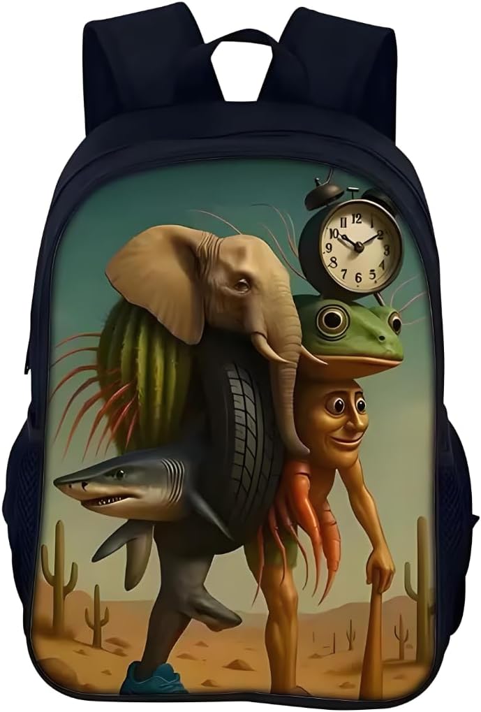 Italian Brainrot-Duty Polyester Backpack | Ultra-Durable School Bag for Boys & Girls | Large Capacity, Lightweight Design with Multi-Compartments | Perfect for School, Travel & Hiking